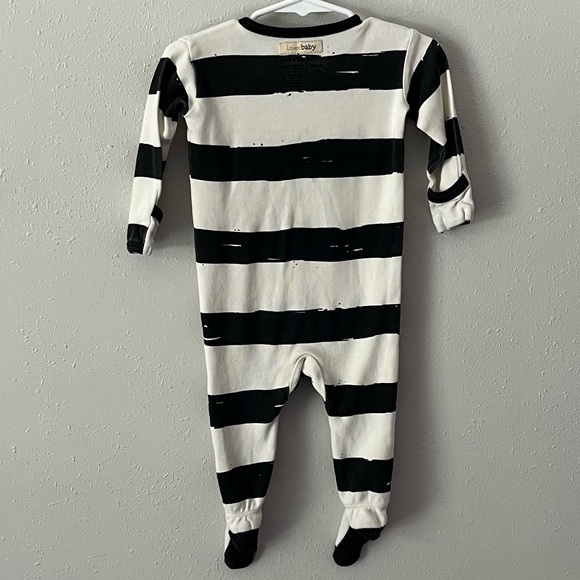 L’ovedbaby White/Black Stripped Footed Outfit Size 6-9 Months - Picture 5 of 7